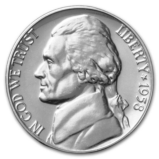 1958 Jefferson Nickel Gem Proof 1958 Jefferson Nickel Gem Proof